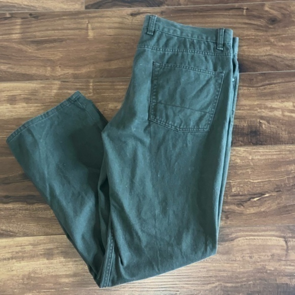 Chaps Pants Mens 36 X 30 Straight Leg Army Green Casual 5 Pocket Twill Casual